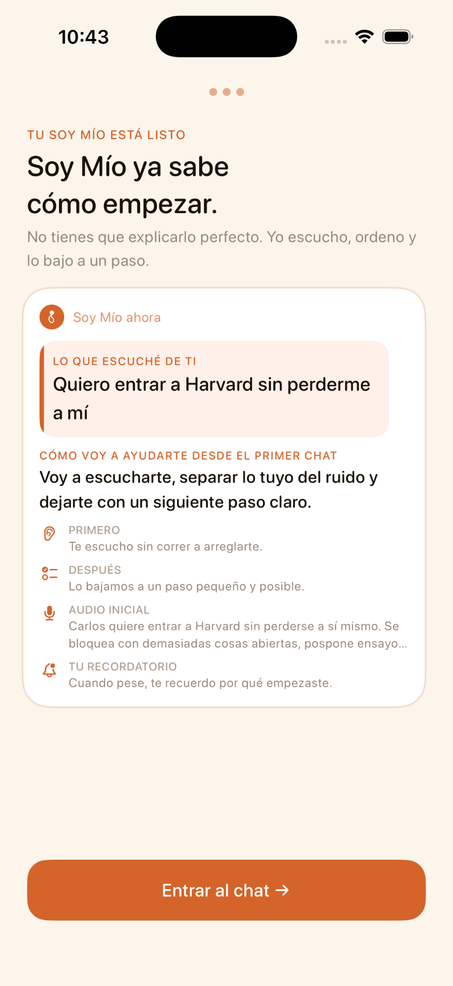 Vista previa de Soy Mío con tu propósito y próximos pasos