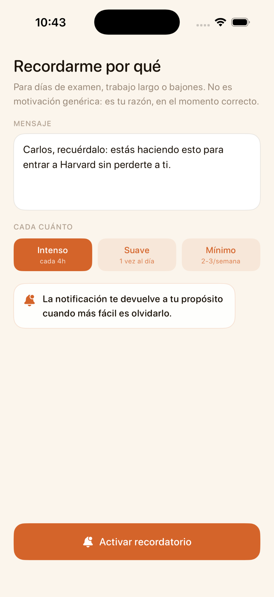 Recordatorios personalizados